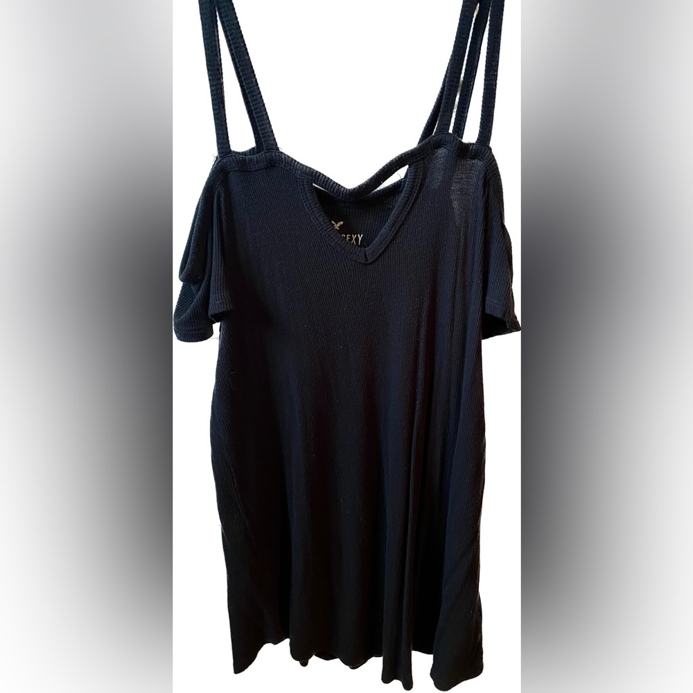 Black Spaghetti Strap Off-the-Shoulder Tank Top